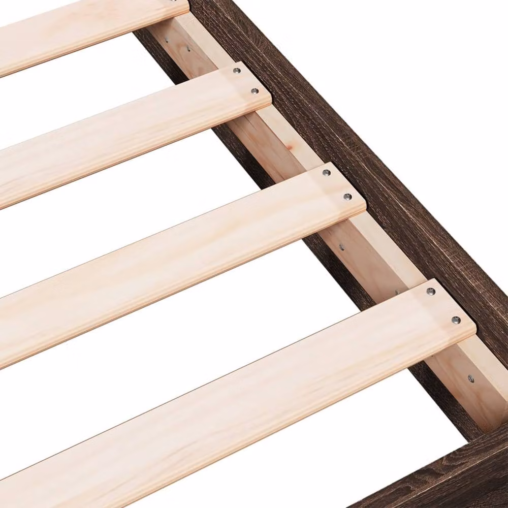 Berkfield Home Small Single Wood Bed Frame in Brown Oak, W: 75 cm, L: 190 cm – 4