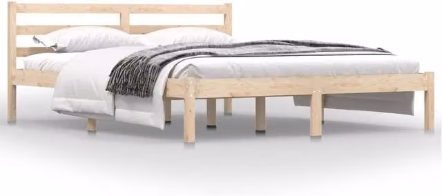 Berkfield Home Solid Wood Pine King Size Bed Frame in Natural, W: 150 cm, D: 200 cm