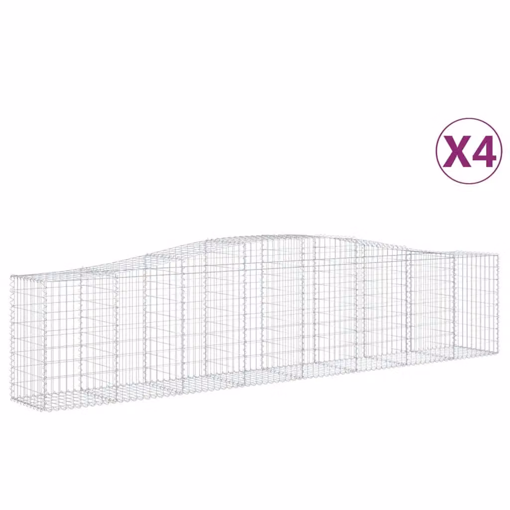 Berkfield Home Arched Gabion Baskets, 4 Piece Set, Silver Galvanised Steel, W: 400 cm, D: 50 cm, H: 80-100 cm – 2