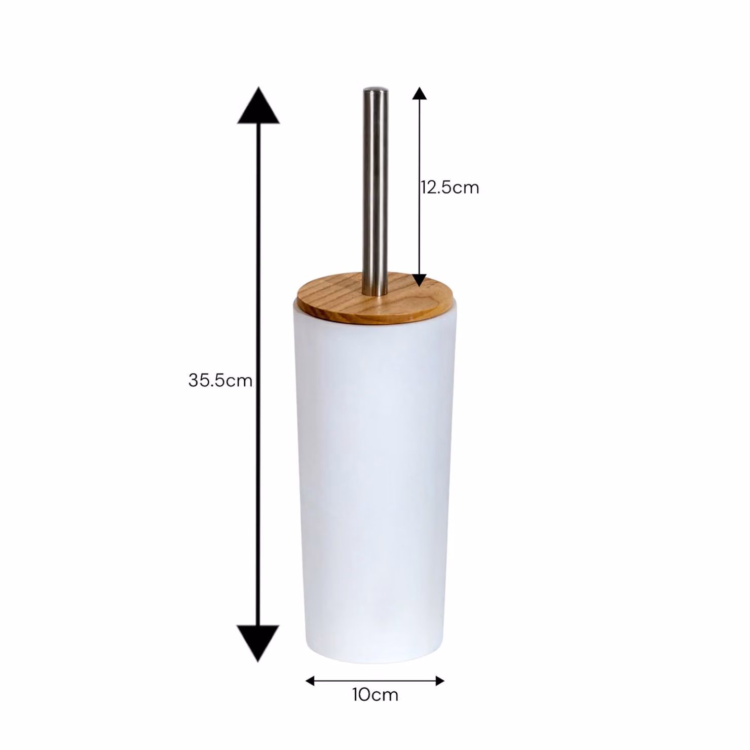 Showerdrape Sonata Black and Bamboo Freestanding Toilet Brush and Holder in White – 2