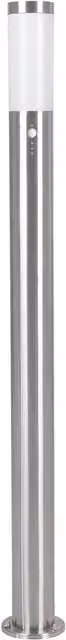 Loops Silver Stainless Steel Outdoor Bollard Light with PIR Motion Sensor, 12W E27, Height: 110 cm