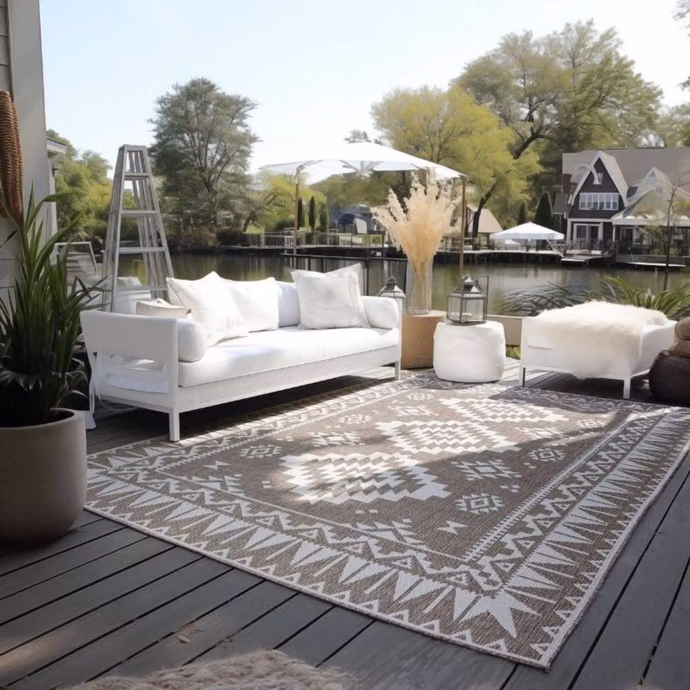 THE RUGS Reversible Oriental Indoor and Outdoor Polypropylene Flat Weave Rug in Beige, W: 80 cm, L: 150 cm – 3