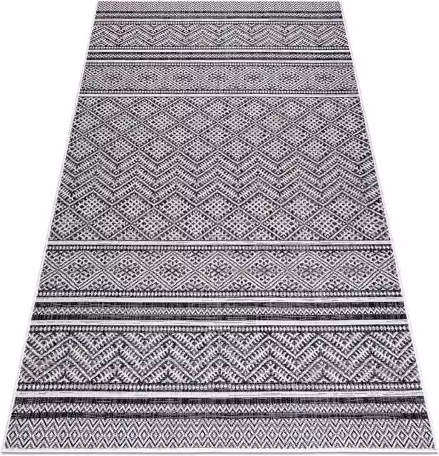 RugsX Sion Geometric Black Flat Weave Rug, W: 120 cm, L: 170 cm – 1