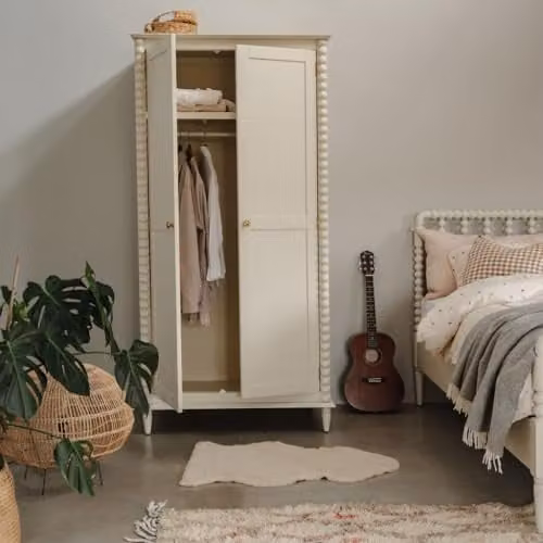 Statement Furniture Cromwell Double Wardrobe with Hanging Rail and Internal Shelves, Linen, W: 100 cm, D: 62 cm, H: 200 cm