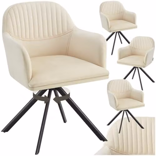 tectake Lona Set of 4 Modern Armchairs in Black – 1