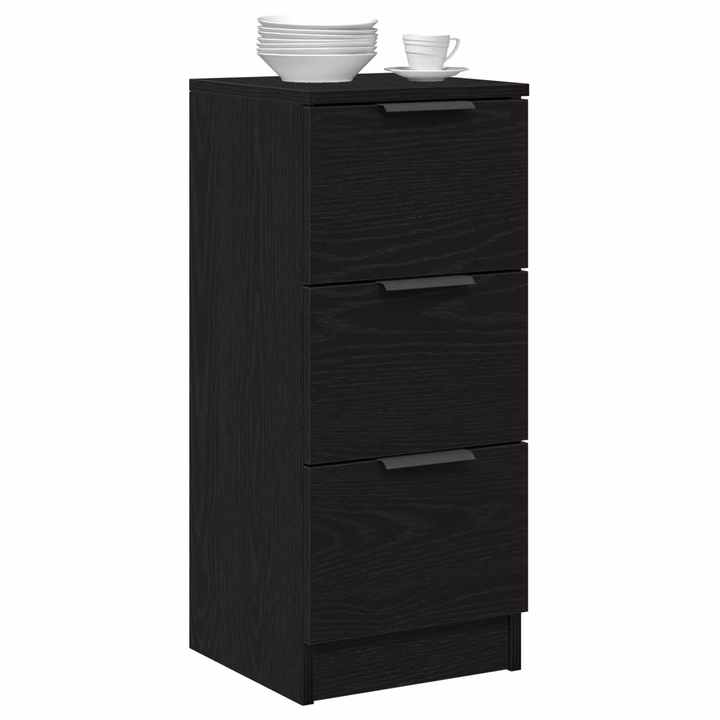 Berkfield Home Set of 2 Modern Black Oak Sideboards in Engineered Wood, W/D/H: 30 x 30 x 70 cm – 2