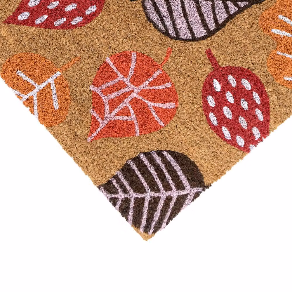 JVL Coir Doormat with PVC Backing, Scattered Autumn Leaves Design, Multicolour, W: 40 cm, D: 60 cm – 3
