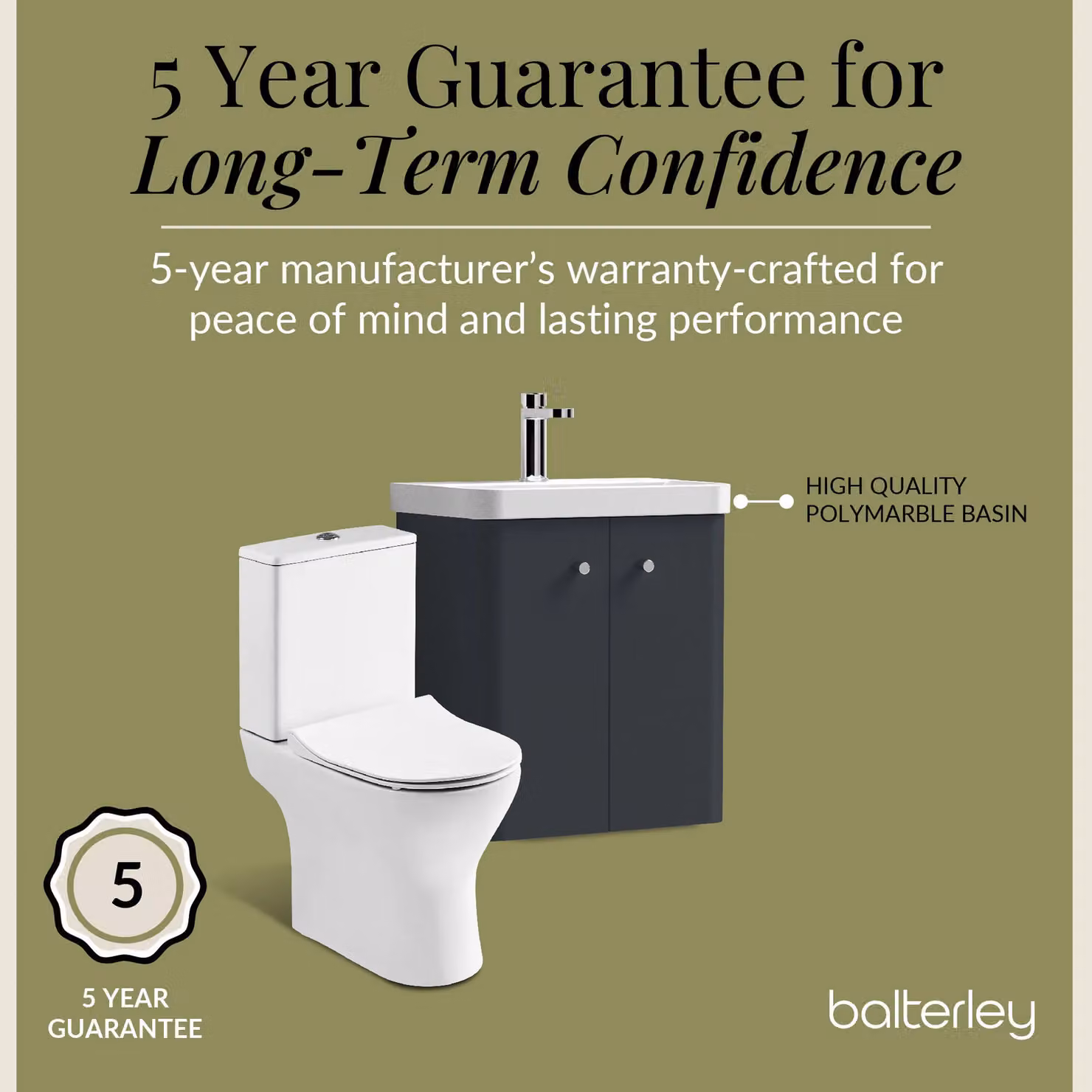 Balterley Wall Mounted 2 Door Grey Bathroom Vanity Unit with Tap and Toilet Pack – 4
