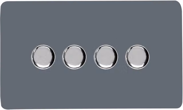Trendi Switch 4 Gang 1 or 2 Way 150w Rotary LED Dimmer Light Switch in Warm Grey