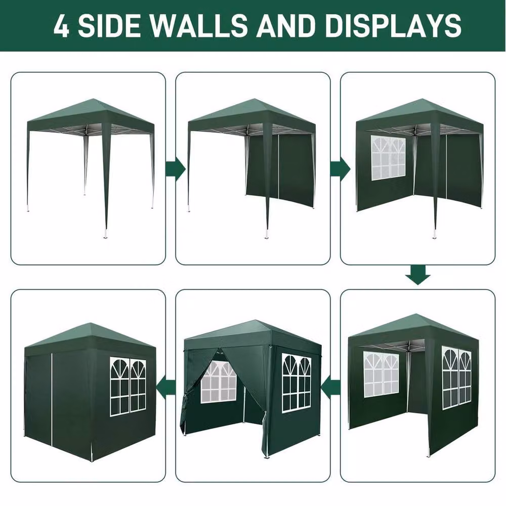 Kelvenix Green Pop Up Gazebo Marquee Garden Party Tent Canopy with Steel Frame – 4