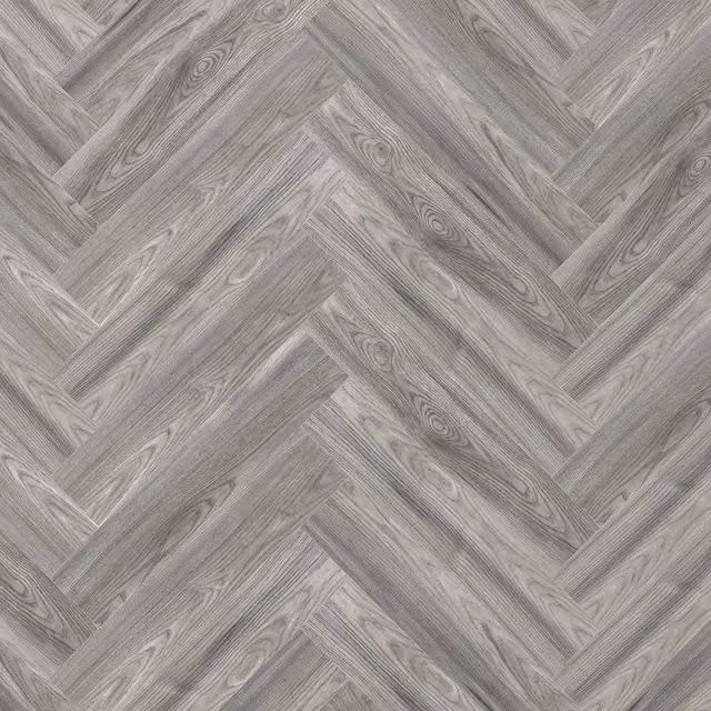 Hardco Herringbone Wood Effect SPC Click LVT Vinyl Flooring in Metallic Silver (5.2mm)