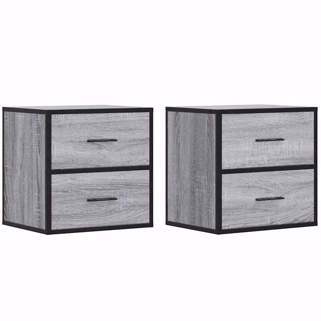 Berkfield Home Wall-mounted Bedside Cabinets, 2 Pack, Grey Sonoma, W: 40 cm, D: 31 cm, H: 39.5 cm – 2