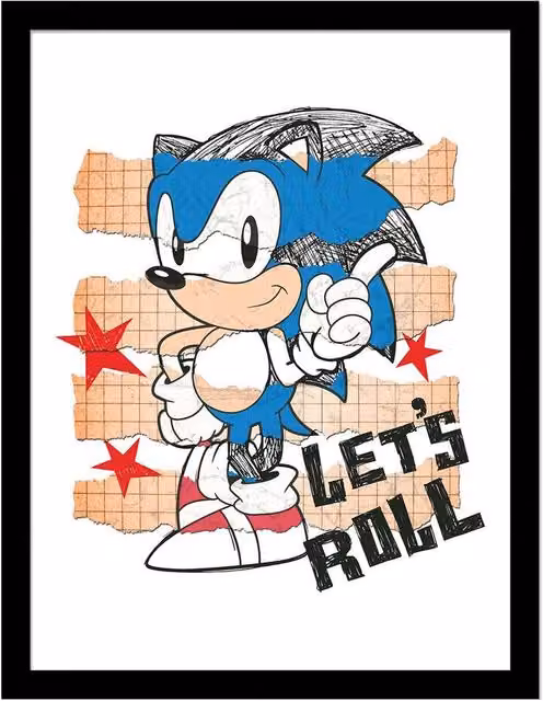 Sonic the Hedgehog Let's Roll 2 Multicolour Framed Paper Poster – 1