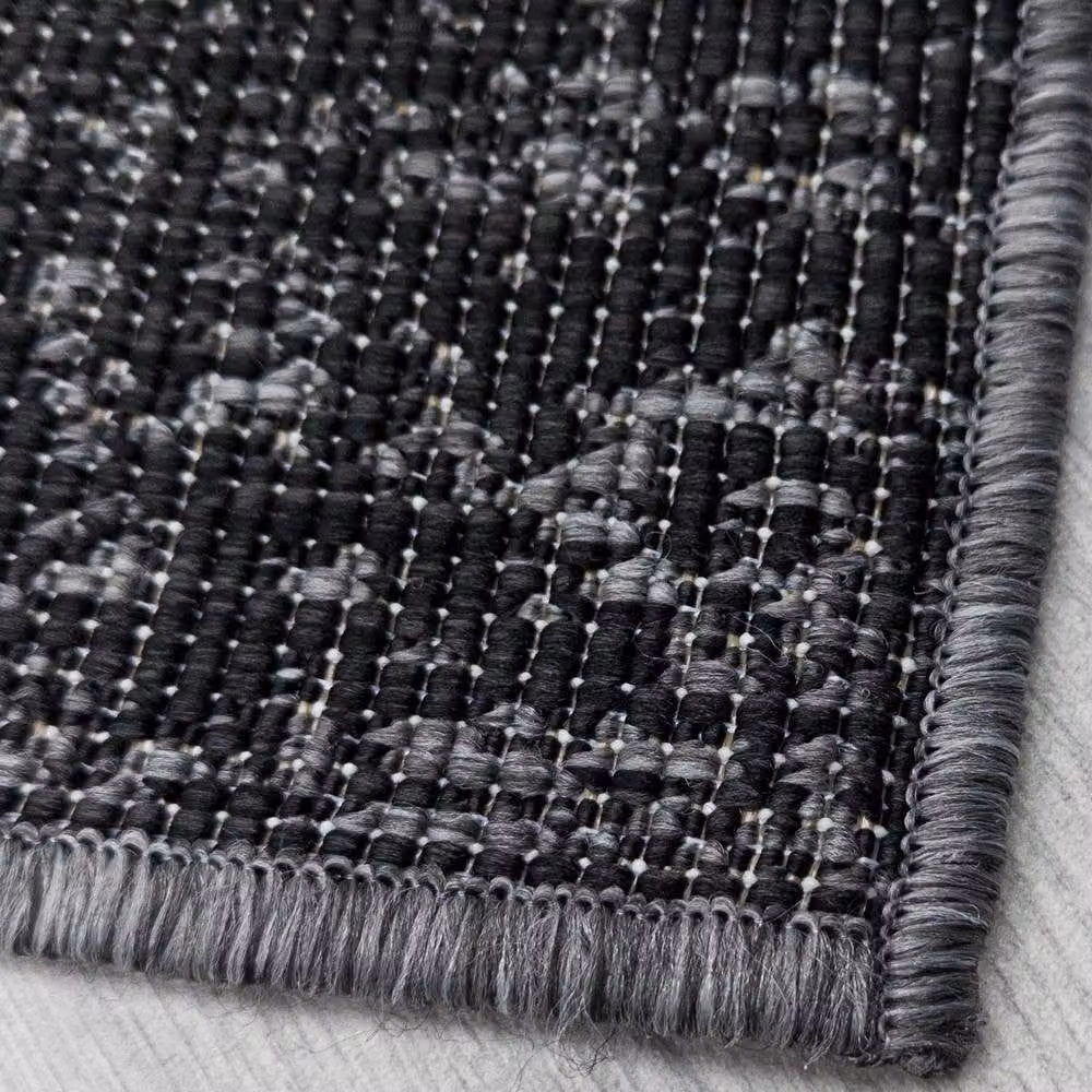 runrug Tapestry Black Reversible Indoor/Outdoor Carpet Runner Rug, W: 60 cm, L: 240 cm – 4