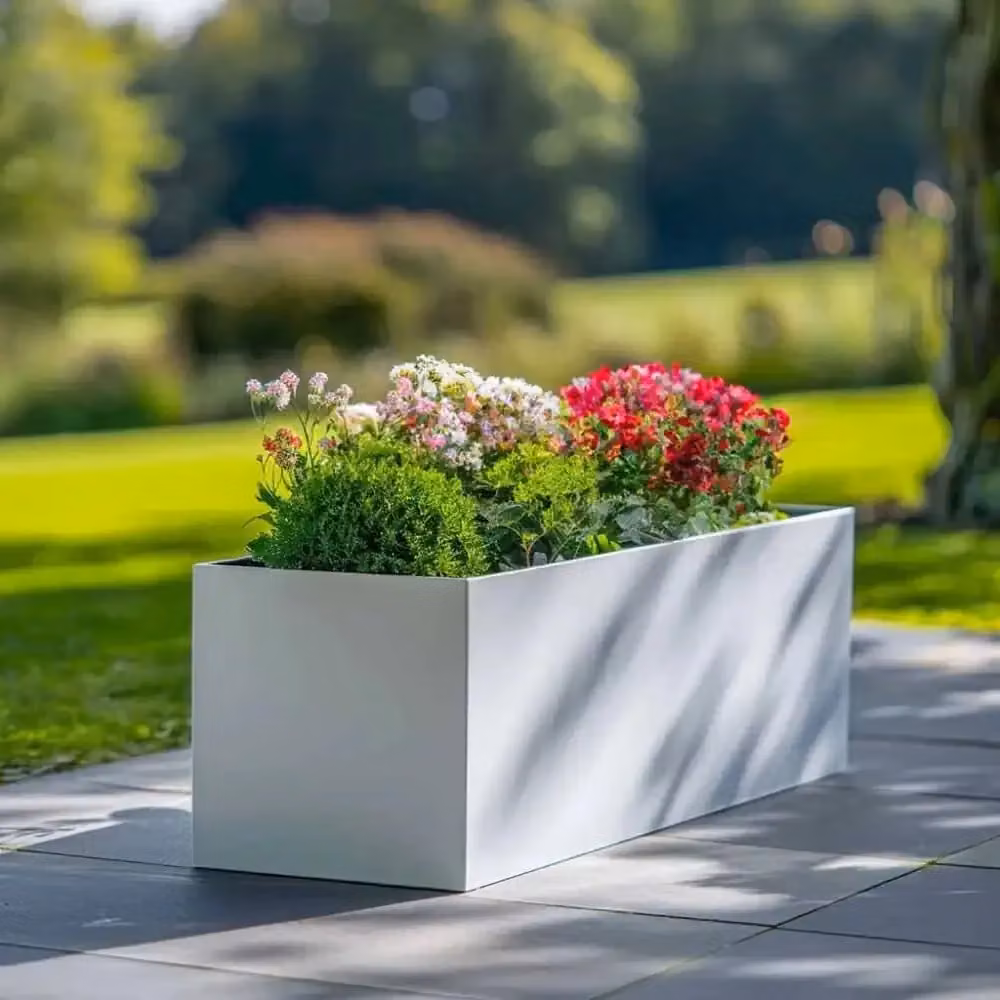 Access Garden Products Matte White Galvanised Steel Trough Planter, W/D/H: 100 x 40 x 40 cm – 6