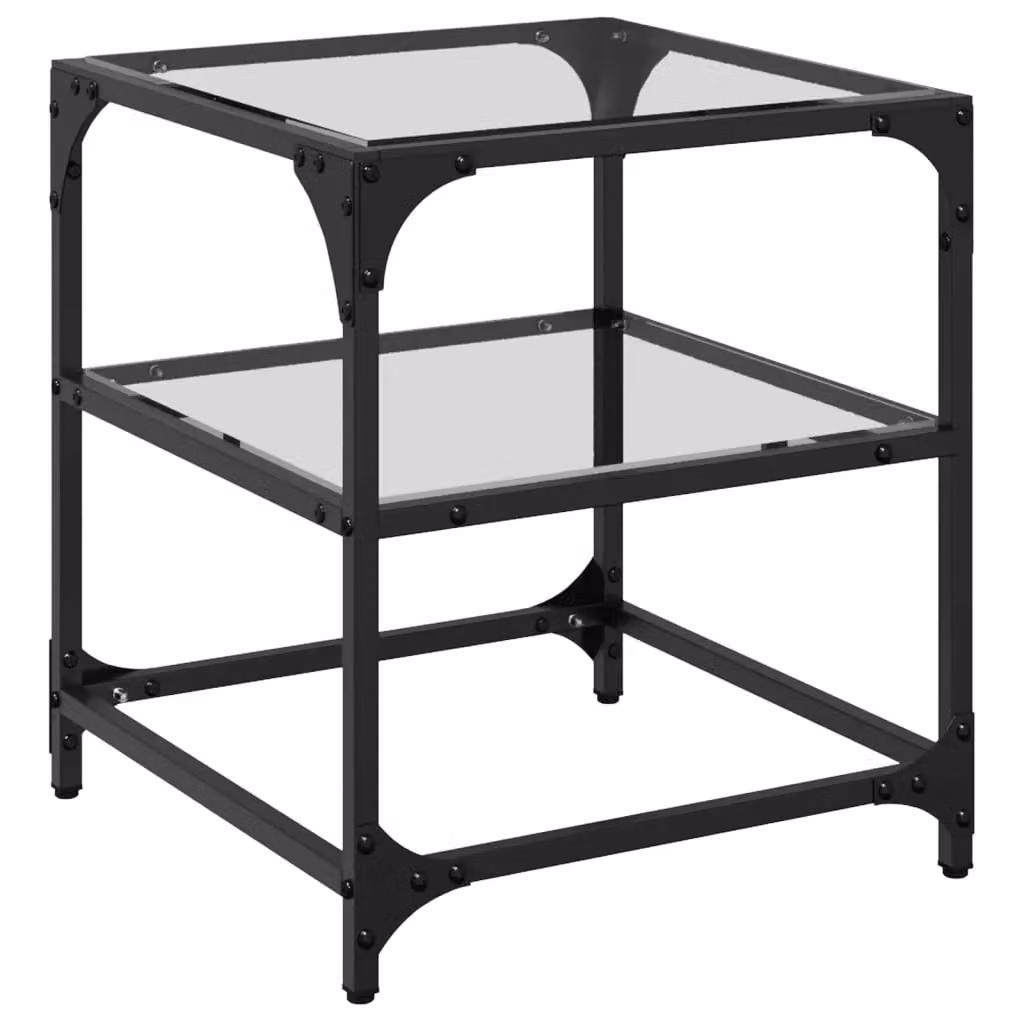 Berkfield Home Square Coffee Table with Transparent Glass Top and Black Steel Frame, W/D/H: 40 x 40 x 45 cm – 2