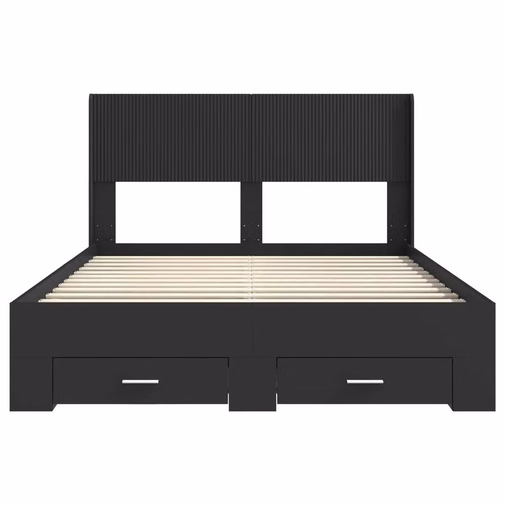 Berkfield Home Modern Bed Frame with Headboard and Side Compartment Storage, Black, W: 135 cm, L: 190 cm – 4