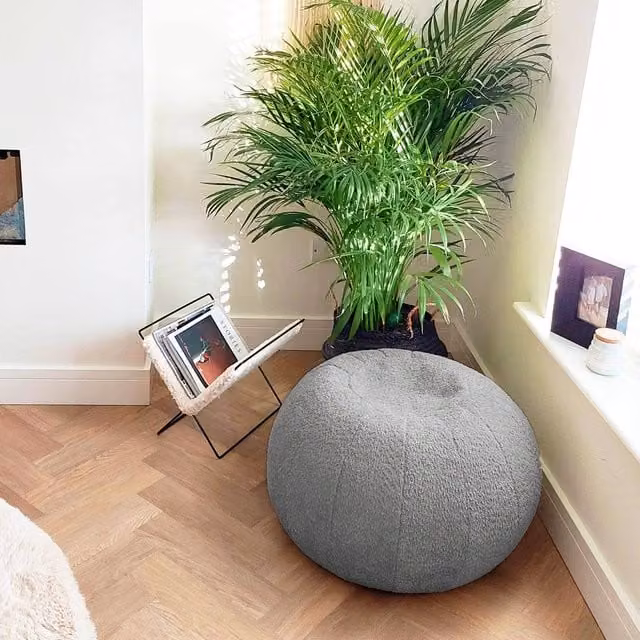 rucomfy Indoor Snug Pouffe Grey Fabric Bean Bag Footstool – 1