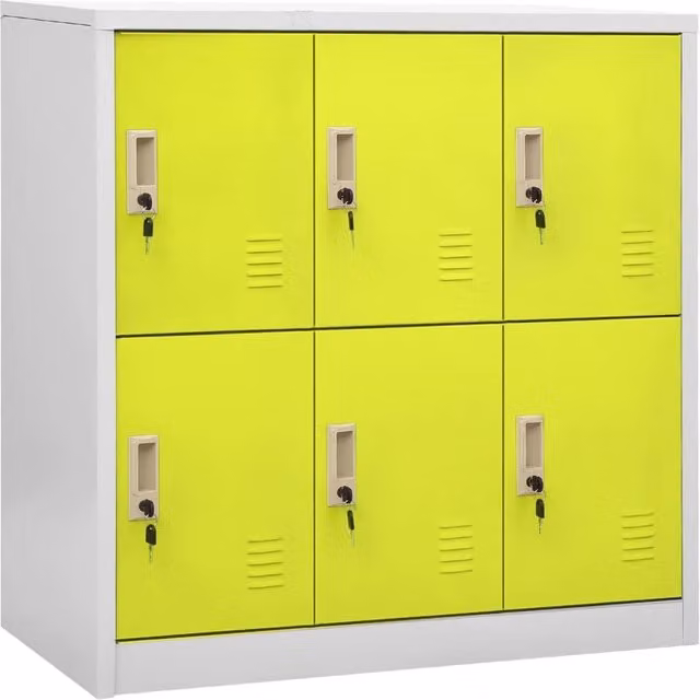 Berkfield Home Modern Metal Locker Cabinet in Light Grey and Green, W/D/H: 90 x 45 x 92.5 cm