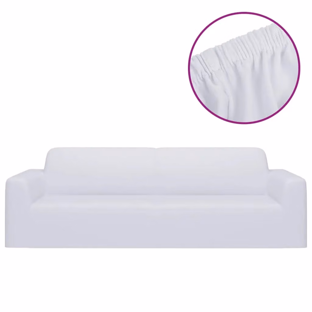 Berkfield Home 3-Seater Stretch Sofa Slipcover in White Polyester Jersey – 2