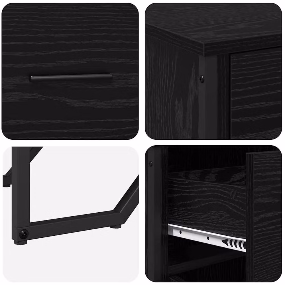Berkfield Home Black Oak Sideboard, W/D/H: 97 x 32.5 x 74.5 cm – 6