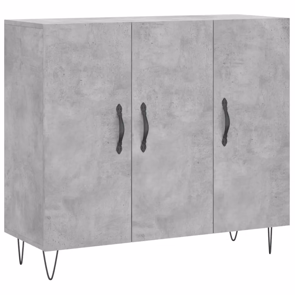 Berkfield Home Modern Sideboard in Concrete Grey, W/D/H: 90 x 34 x 80 cm – 2