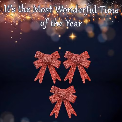 VFM e-Store Red Tinsel Bows for Christmas Decorations, Pack of 3, W/D/H: 10 x 13 x 3 cm – 4
