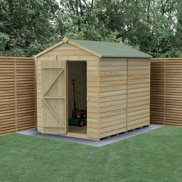 Beckwood Classic Apex Wood Shed with Foundation and Floor in Green and Brown