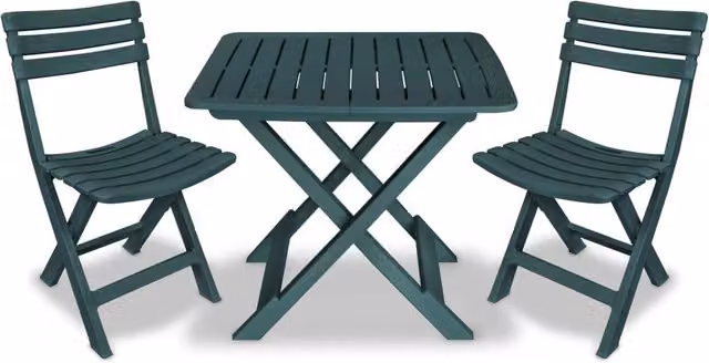 Berkfield Home 3 Piece Folding Bistro Set in Green Plastic