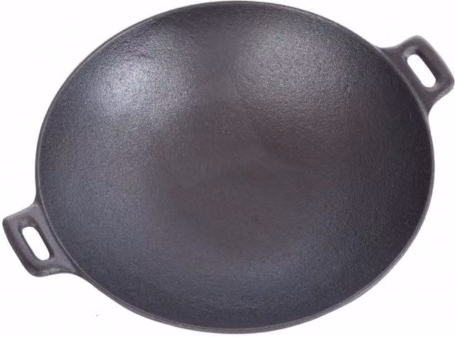Oypla Non Stick Cast Iron Wok Skillet in Black
