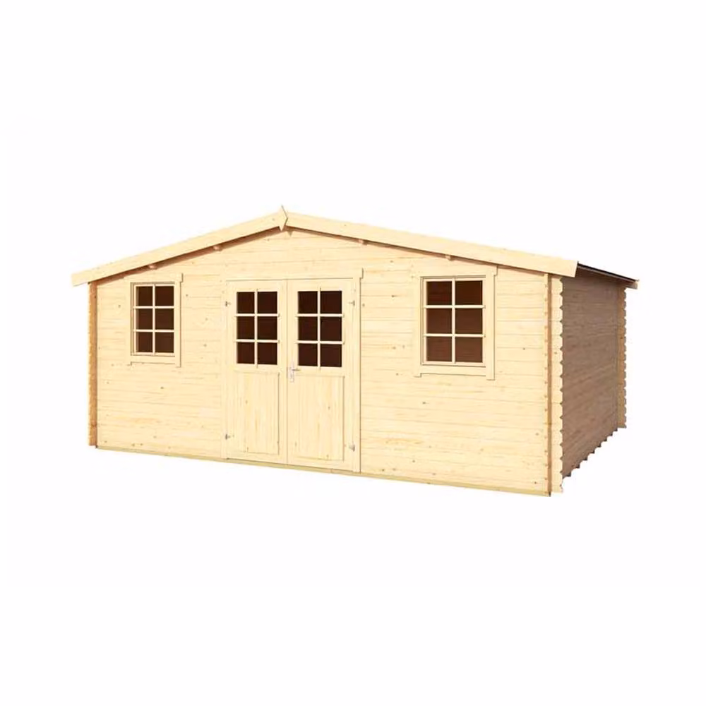 Lasita Maja Ltd Wels 5 Log Cabin Garden Room and Home Office in Light Oak, W: 420 cm, D: 548.8 cm, H: 245.1 cm – 2