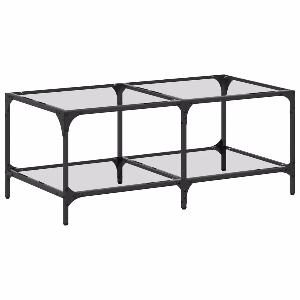Berkfield Home Modern Rectangular Coffee Table with Transparent Glass Top and Grey Steel Frame, W: 98.5 cm, D: 50 cm, H: 40 cm – 2