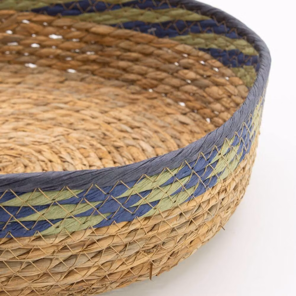 Serenityy Set of 3 Round Open Weave Seagrass and Natural Fibre Tray Baskets in Multicolour – 2
