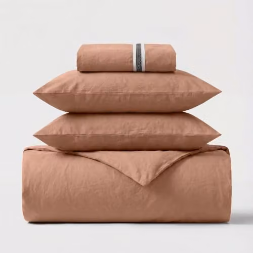 Bedable 300 Thread Count 100% Cotton Percale Bedding Set in Brown