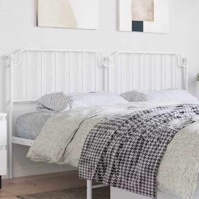 Berkfield Home Classic Metal Headboard in White, 200 cm