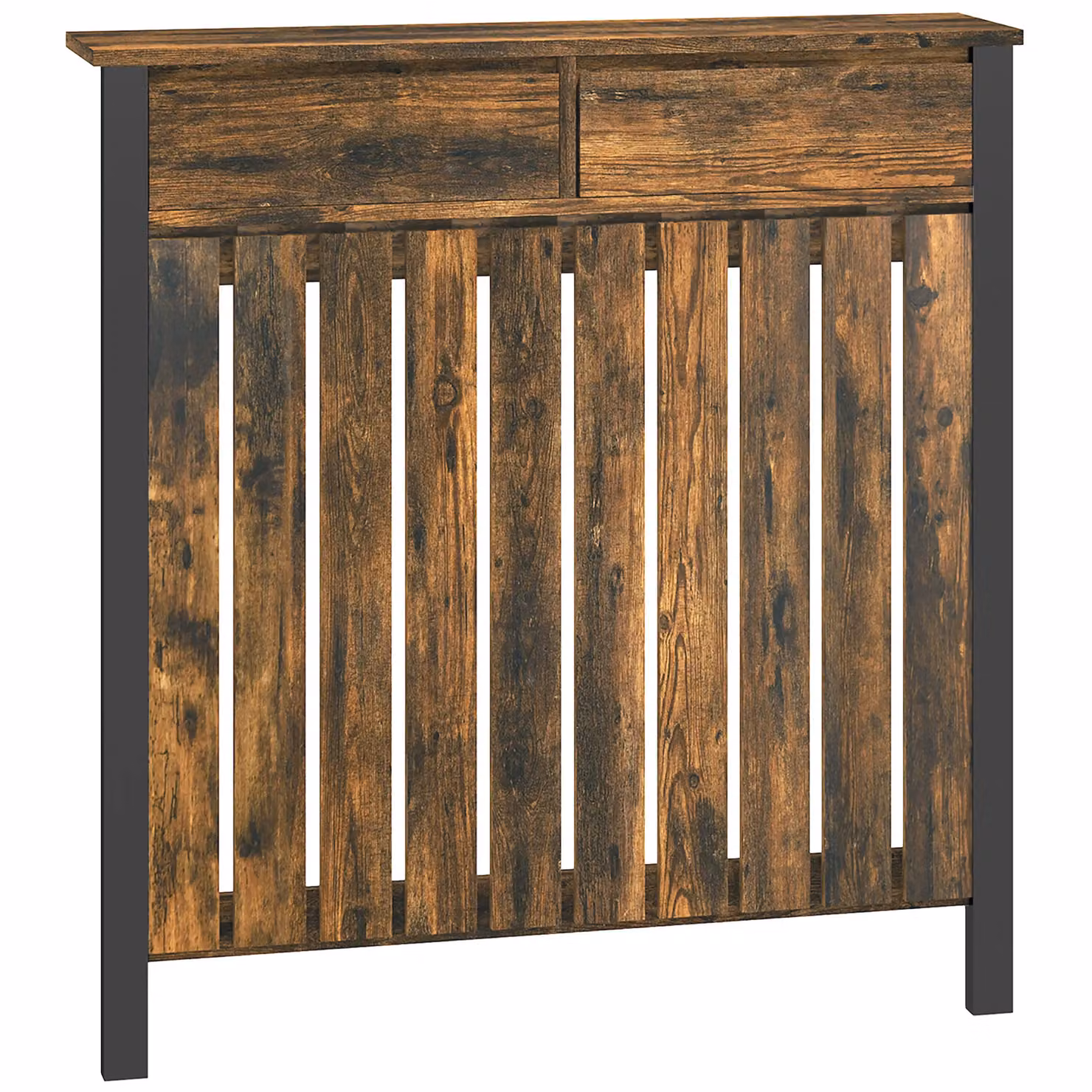 HOMCOM Industrial Radiator Cover with Drawers in Brown and Black, W/D/H: 119 x 19 x 93 cm – 6