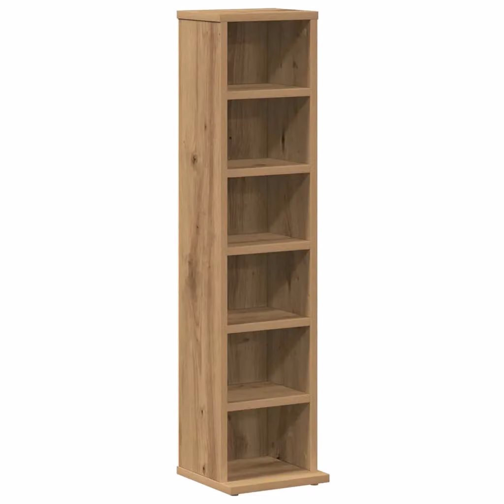 Berkfield Home Artisan Oak CD Cabinet, Brown, W/D/H: 21 x 20 x 88 cm – 2