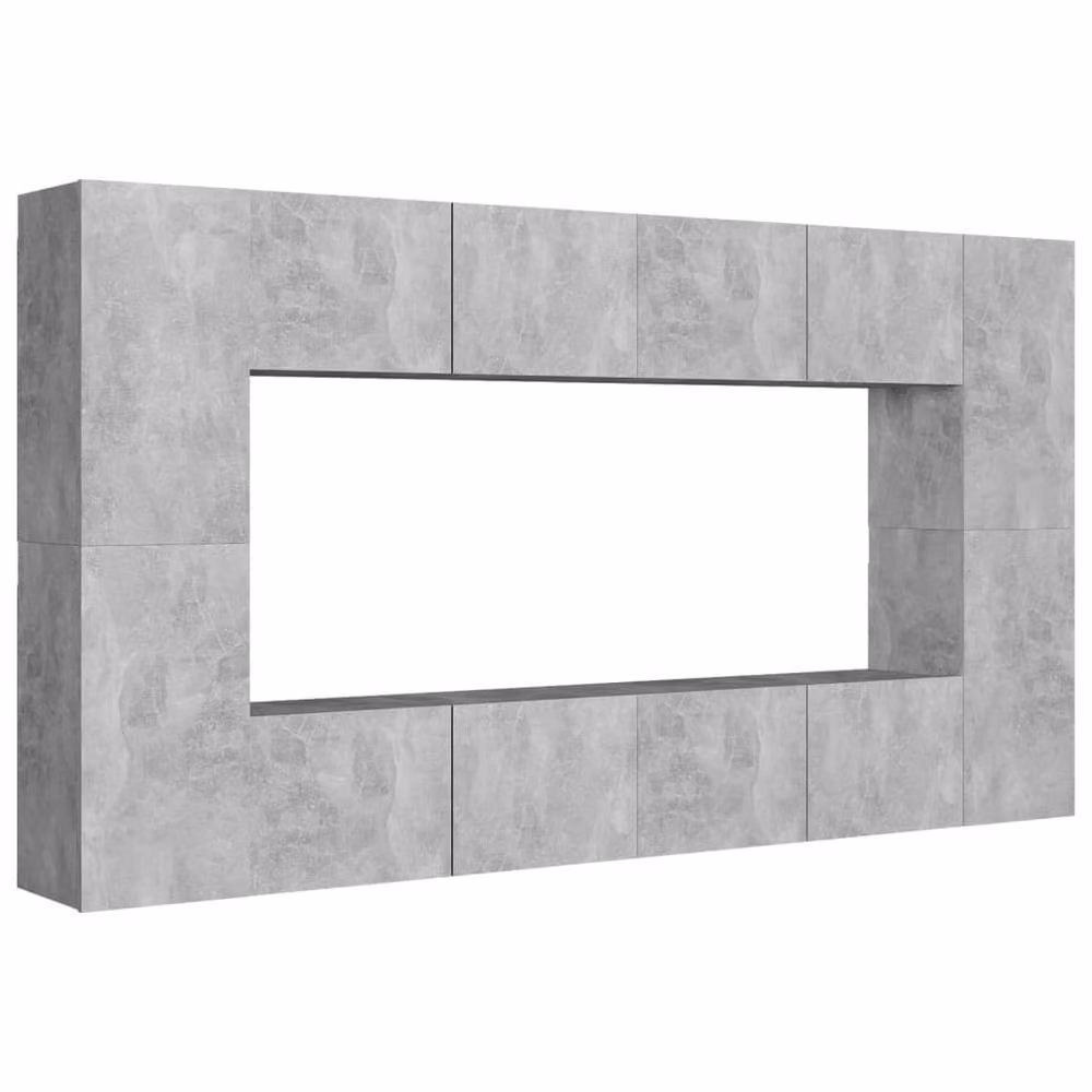 Berkfield Home 8 Piece Modern Wall Mounted TV Cabinet Set in Concrete Grey MDF – 2