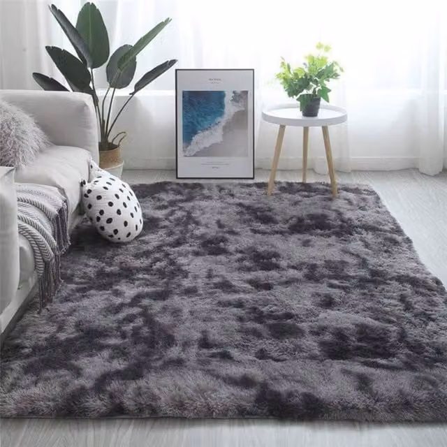 The Rug Shop UK Handmade Plain Shaggy Sparkle Luxurious Anti-Shed Area Rug in Grey, W: 140 cm, D: 200 cm