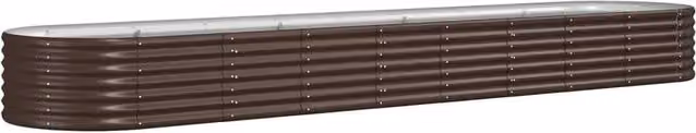 Berkfield Home Garden Powder-coated Steel Raised Bed in Brown, W: 368 cm, D: 80 cm, H: 36 cm