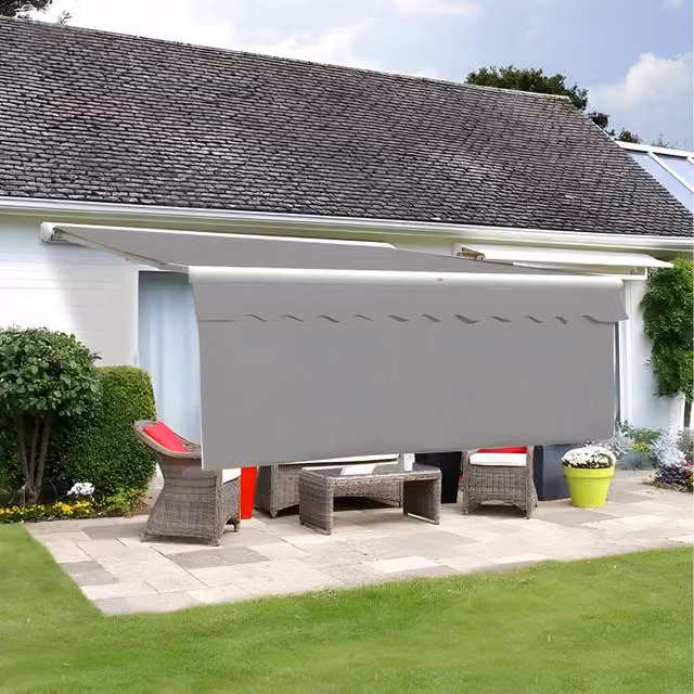 Primrose Silver and Grey Awning Valance, Width: 200 cm, Dropdown: 100 cm