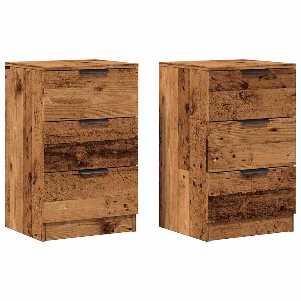 Berkfield Home Classic Bedside Cabinets, 2 Piece Set in Brown Old Wood, W/D/H: 40 x 36 x 65 cm – 3