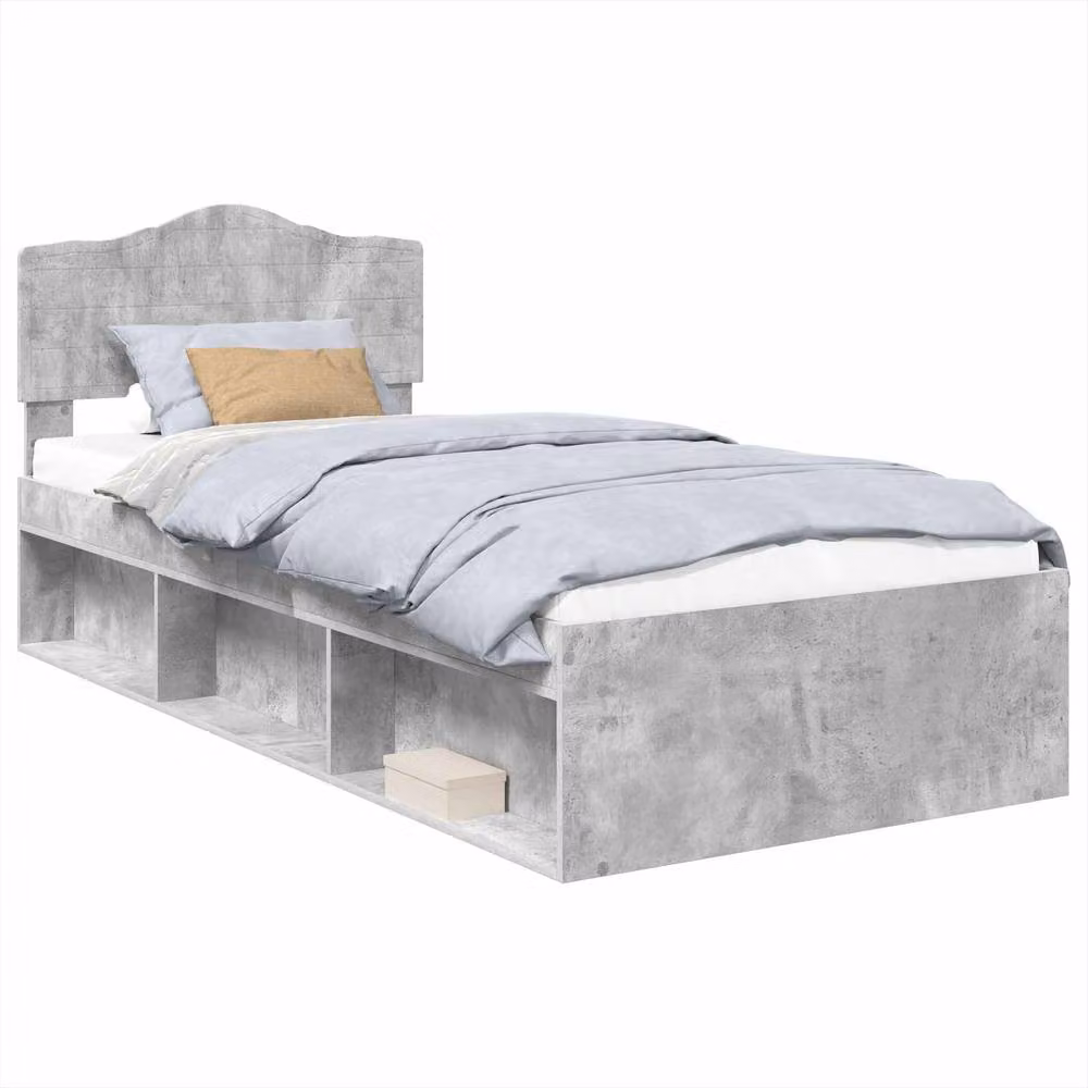 Berkfield Home Modern Solid Pine Wood Bed Frame in Grey, W/D/H: 100 x 200 cm – 2