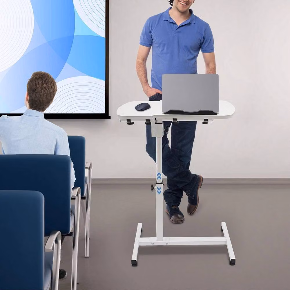 FLAVORA Adjustable Laptop Desk Stand with Wheels in White – 2