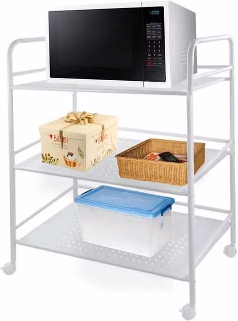 FLAVORA 3 Tier Rolling Storage Trolley Cart in White, W/D/H: 50 x 50 x 50 cm – 1