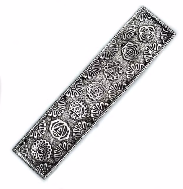 KDMD Polished Aluminium Chakra Long Incense Holder, Silver, Length: 23 cm