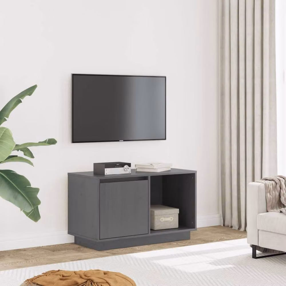 Berkfield Home Grey Solid Wood Pine TV Cabinet W/D/H: 74 x 35 x 44 cm – 2