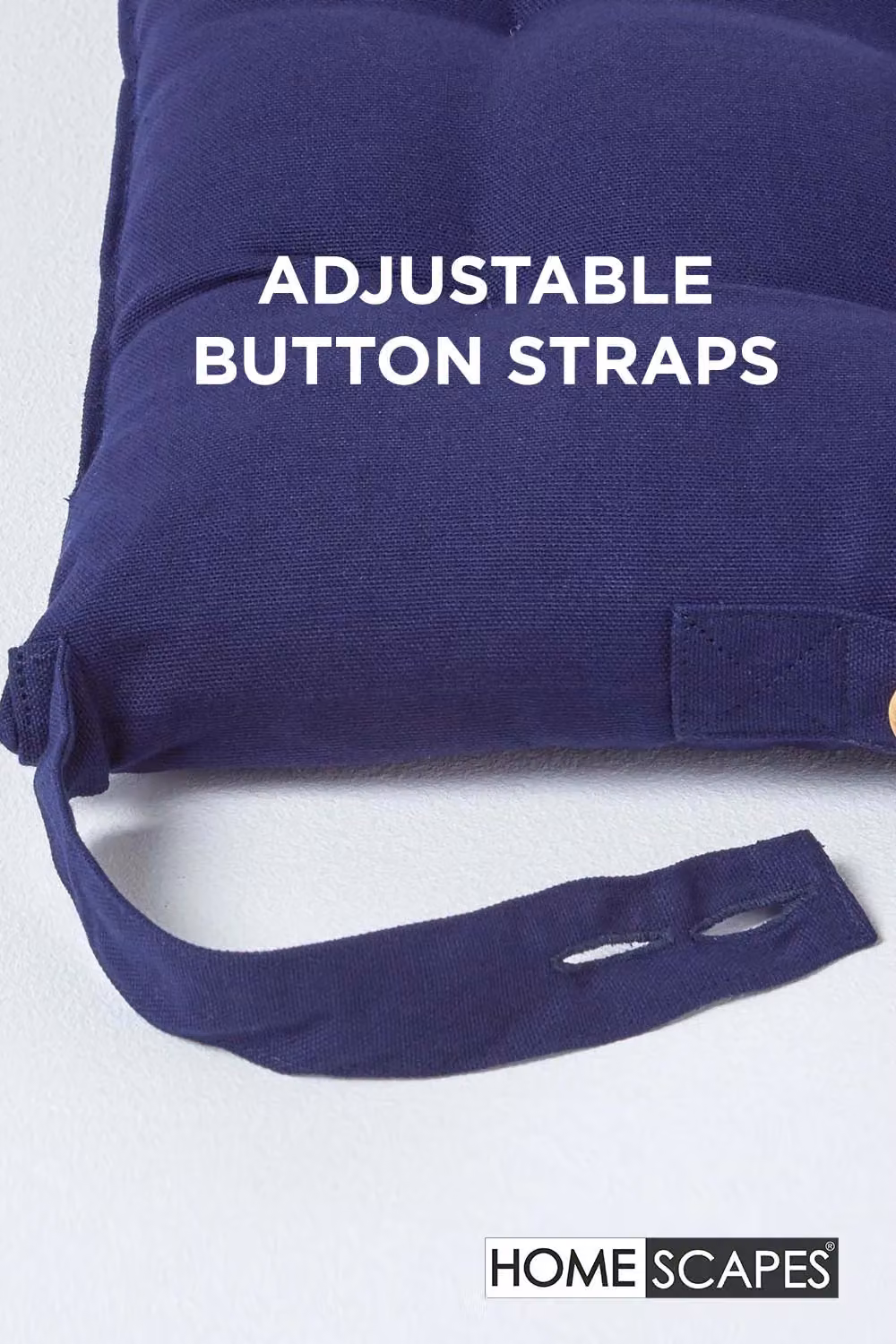 Homescapes Navy Blue Cotton Seat Pad with Tie Cords, W/D/H: 40 x 40 x 6.5 cm – 4