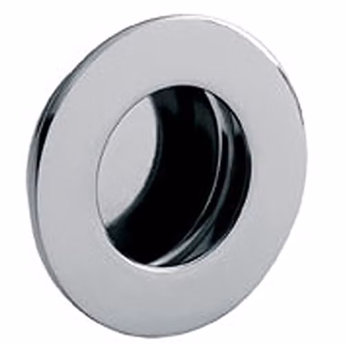 Loops Circular Low Profile Recessed Flush Pull in Bright Polished Stainless Steel, Diameter: 8 cm