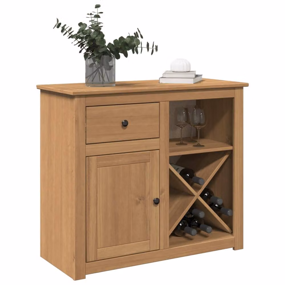 Berkfield Home Panama Sideboard with Drawer in Brown Waxed Solid Pine Wood, W/D/H: 93 x 40 x 80 cm – 2